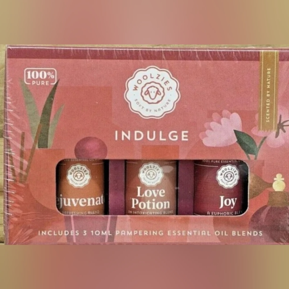 WOOLZIES Indulge Set of 3 Pampered Essential Oil Blends Love Potion Joy VEGAN